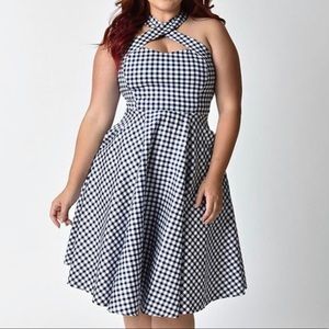 Unique Vintage Plus Size Retro Gingham Dress